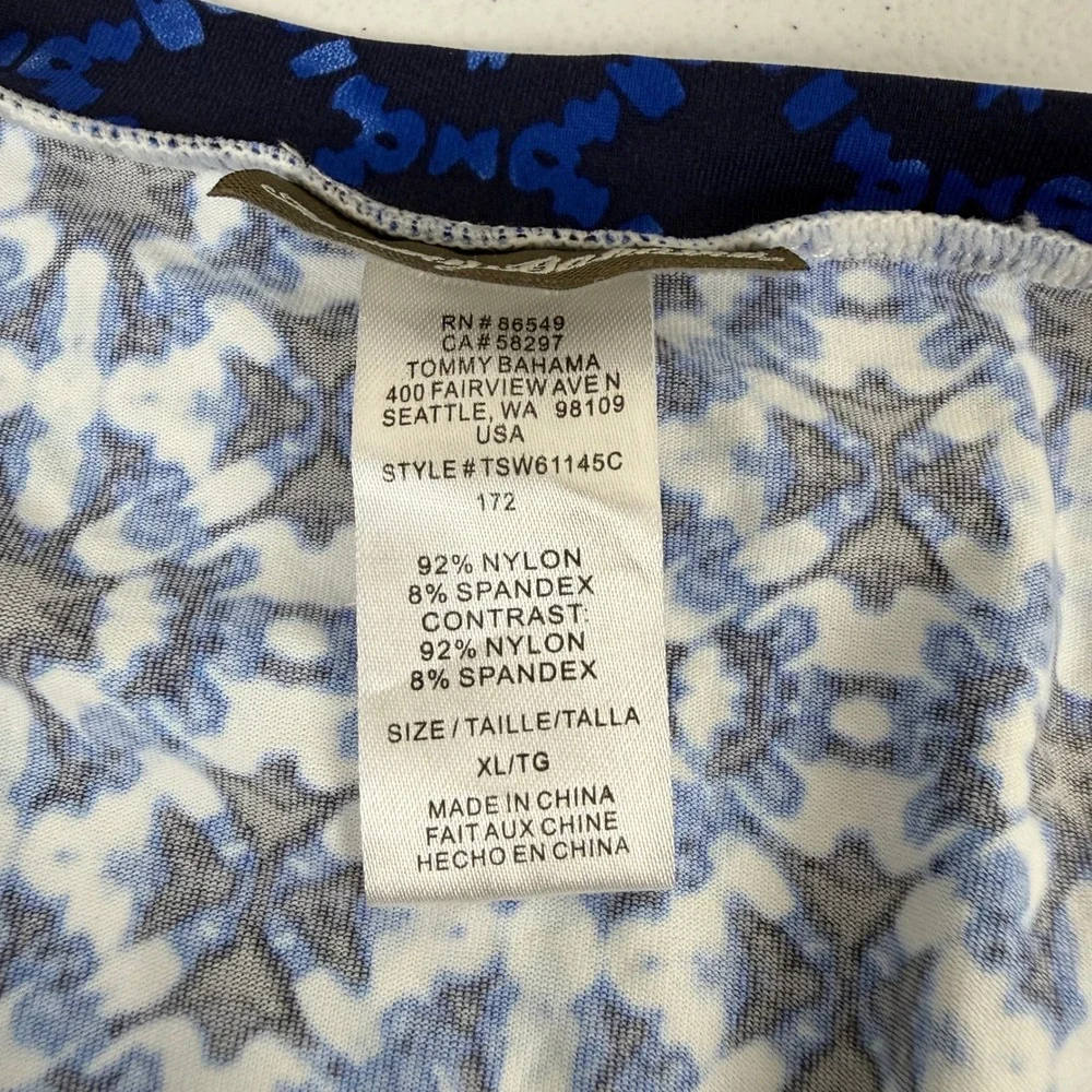 Tommy Bahama Womens Blue Medallion Quarter Zip Rash Guard Swim Top XL TSW61145C